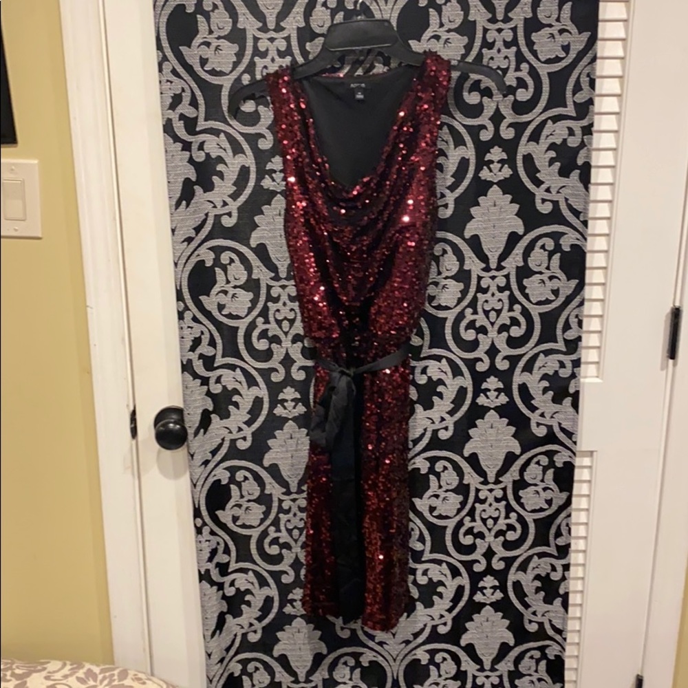 EUC red sequined dress size Medium, apt 9